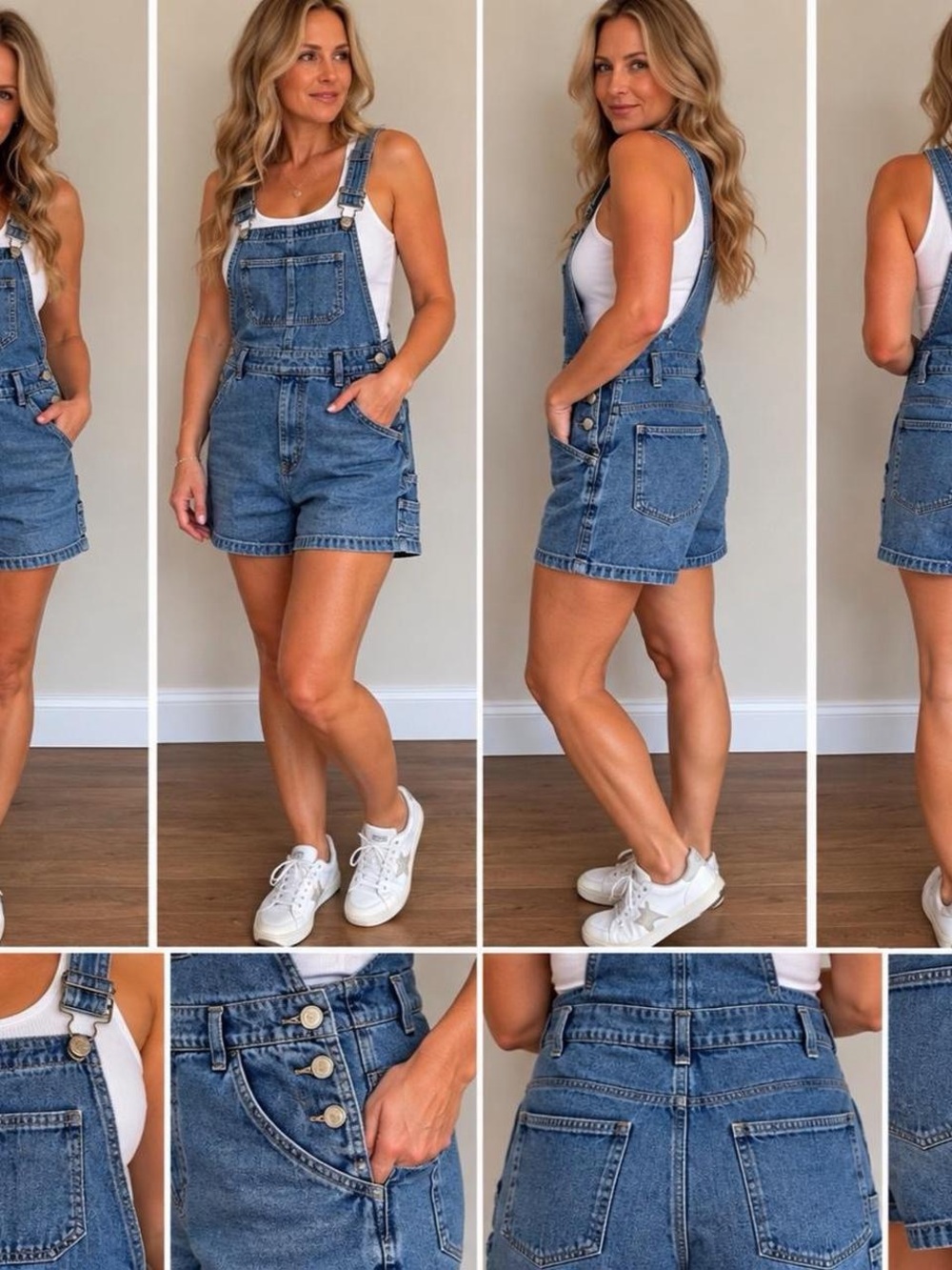 G.H. Bass Denim Short Overalls Medium Blue Jean Shortalls